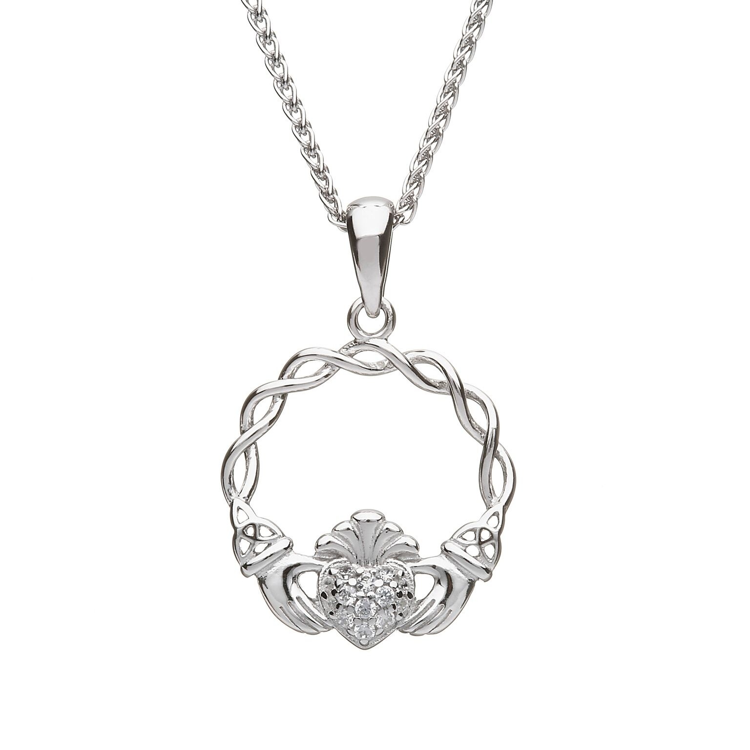 Claddagh Pendant with Pave CZ Heart