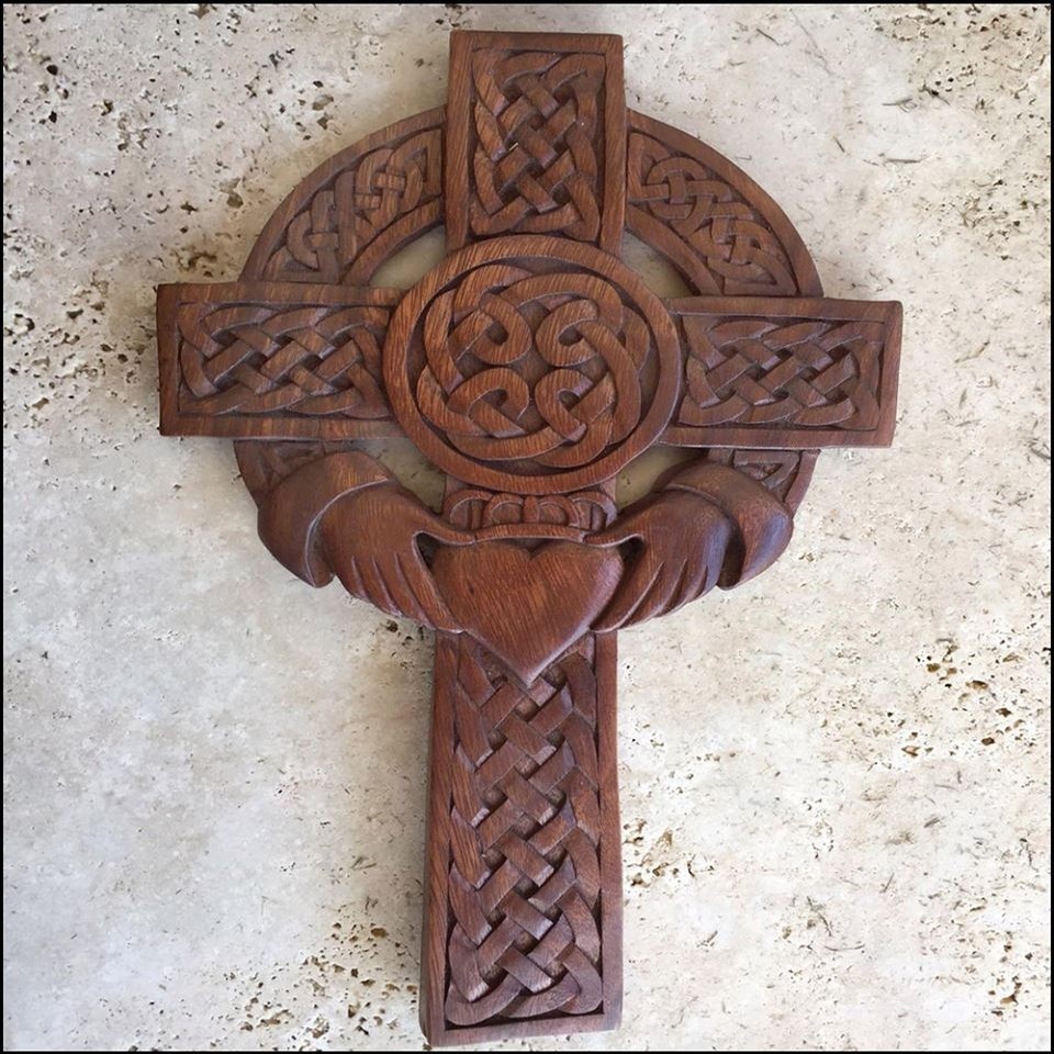 Celtic Claddagh Love Cross Woodcarving