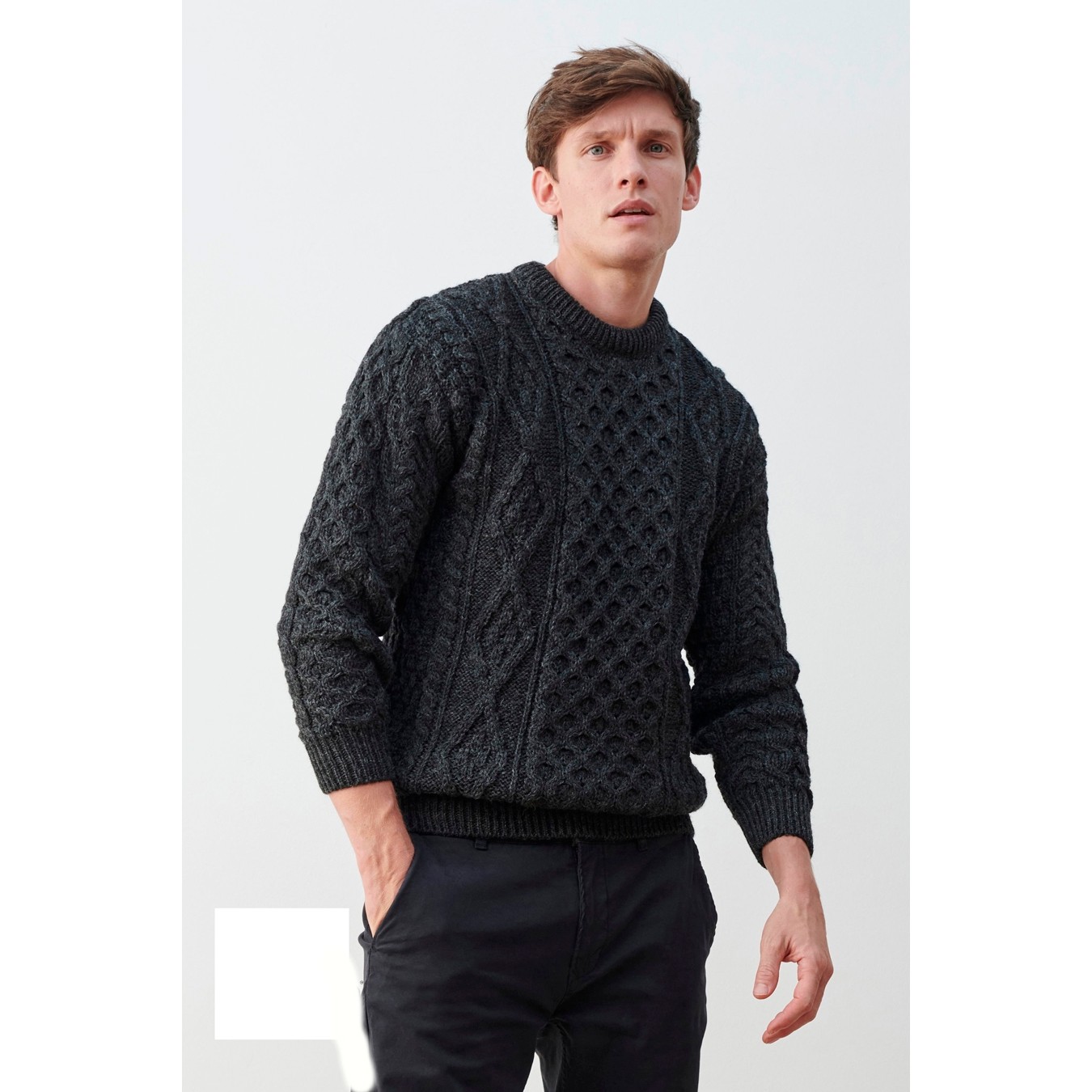 West End Half Zip Aran Sweater in Charcoal main image 0