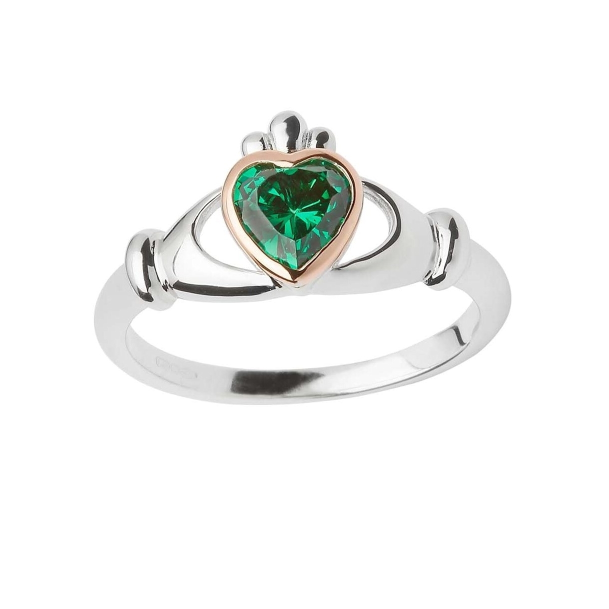 Amazon.com: Irish Claddagh Ring 925 Sterling Silver | Gold Tone Claddagh  Engagement Ring Heart Shape Simulated Emerald Green Stone SR797 (3):  Clothing, Shoes & Jewelry