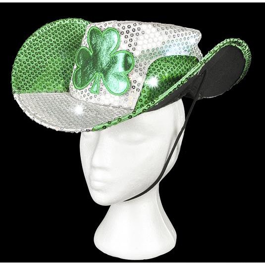 Irish Shamrock LED Cowboy Hat