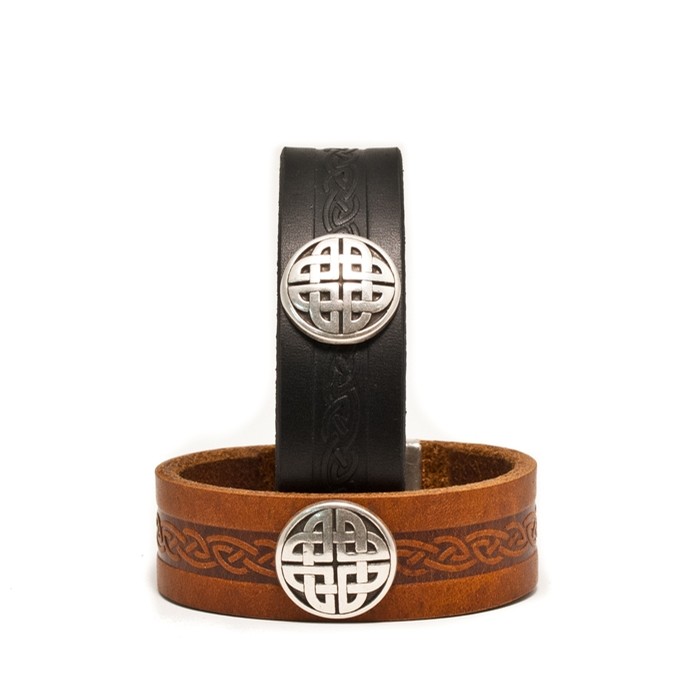 Celtic Leather Cuff from Ireland (Snap Brown)