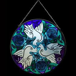 Celtic Doves Stained Glass