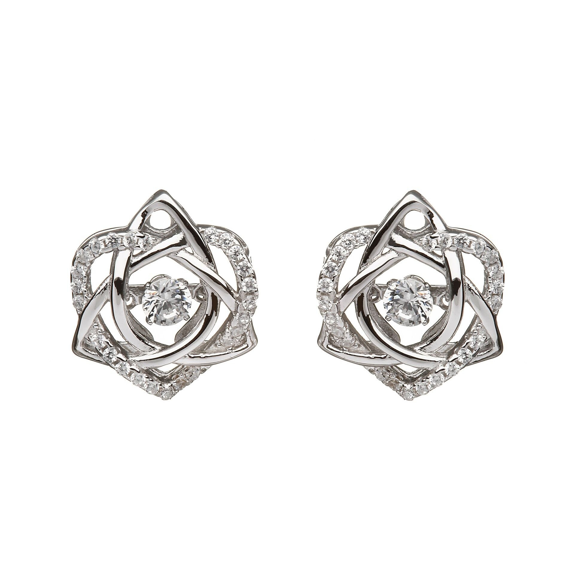 Damhsa Celtic Love Earrings with Dancing CZ