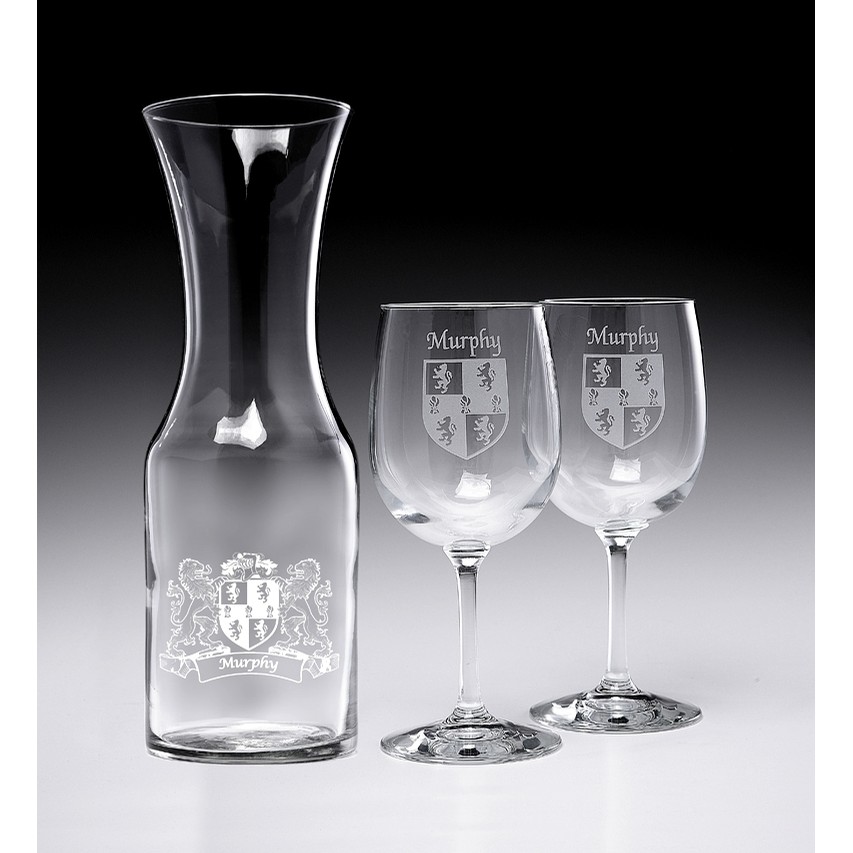 Irish Wine Carafe Set with Coats of Arms