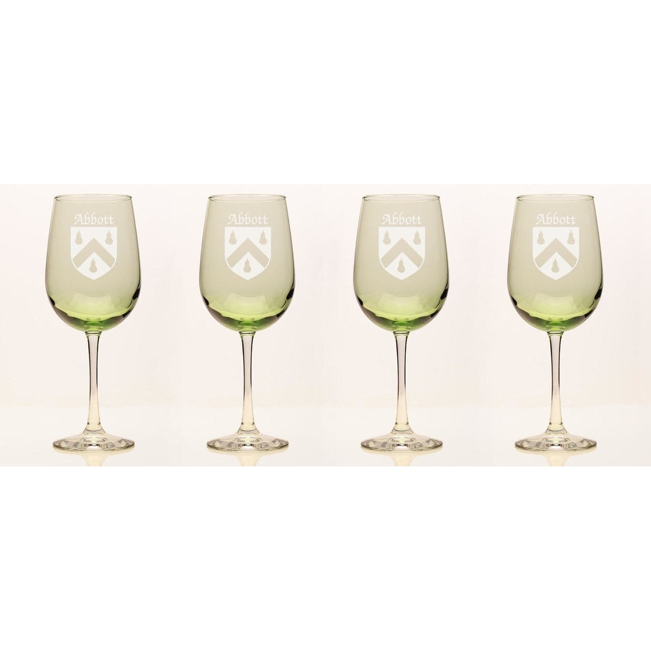 Irish Coat of Arms Green Wine Glasses - Set of 4 (Sand Etched)