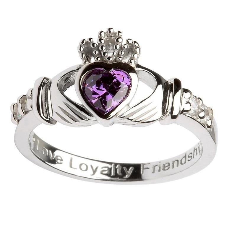 February Birthstone Claddagh Ring