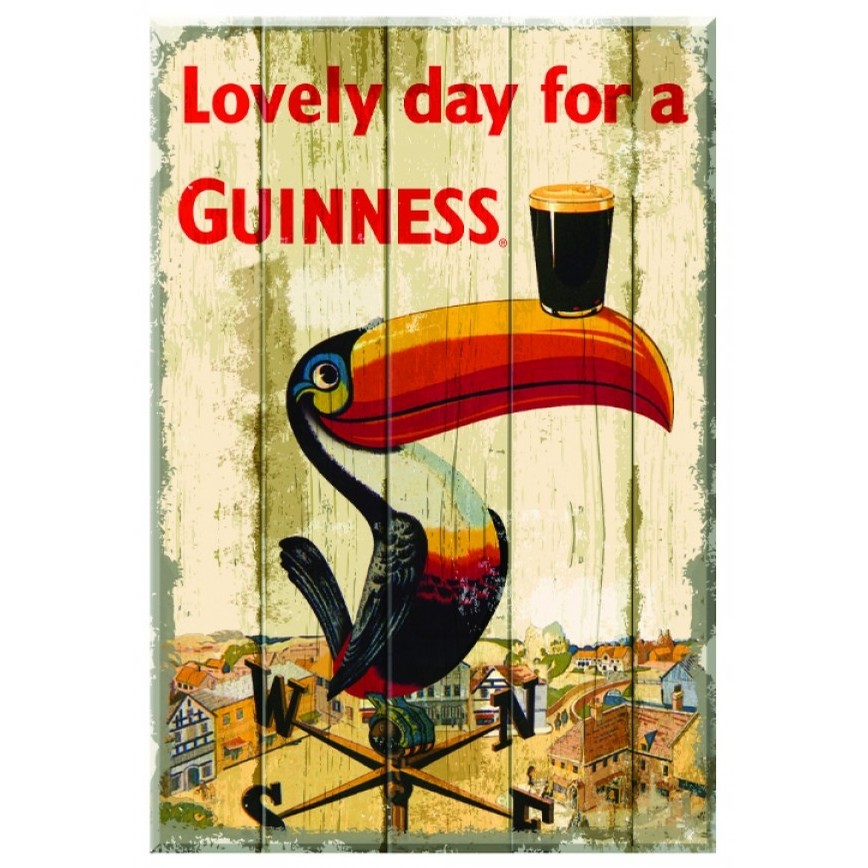 Guinness Toucan Distressed Traditional Wooden Sign