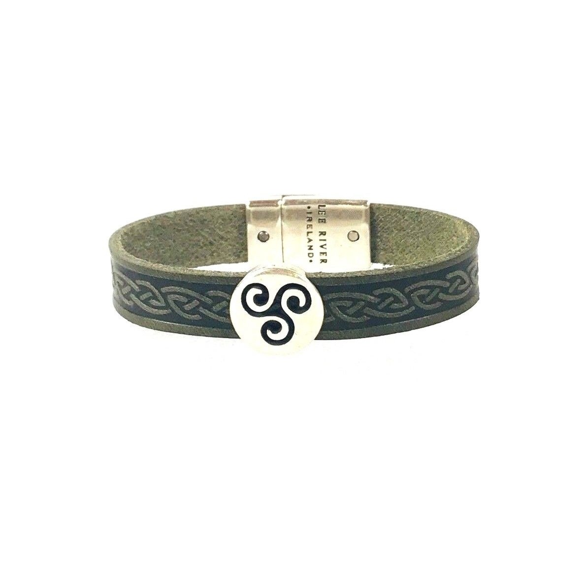 Celtic Leather Cuff from Ireland (Triskle Green)