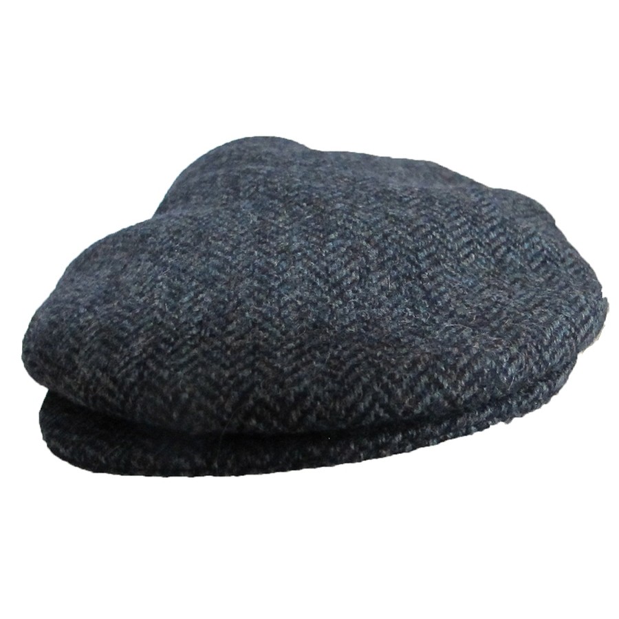 Hanna Hats Blue Herringbone Cap with Flaps Clothing Caps Hats at Irish
