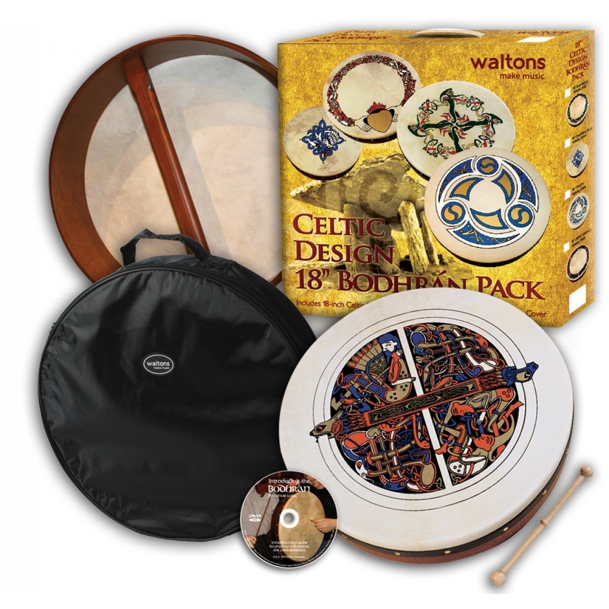 James Trading Group Irish Bodhran Drum (Celtic Design Skellig