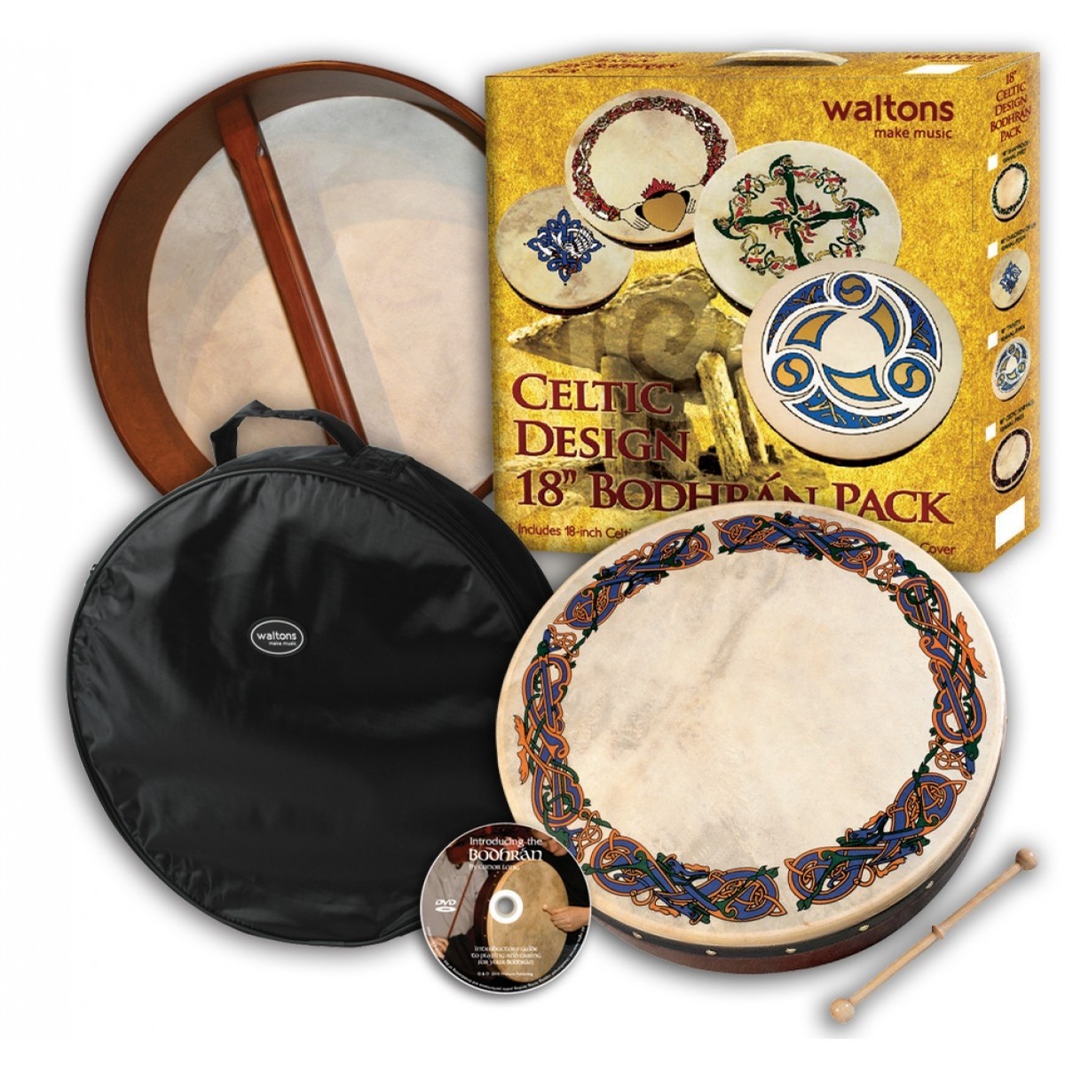 James Trading Group Irish Bodhran Drum (Celtic Design Animals