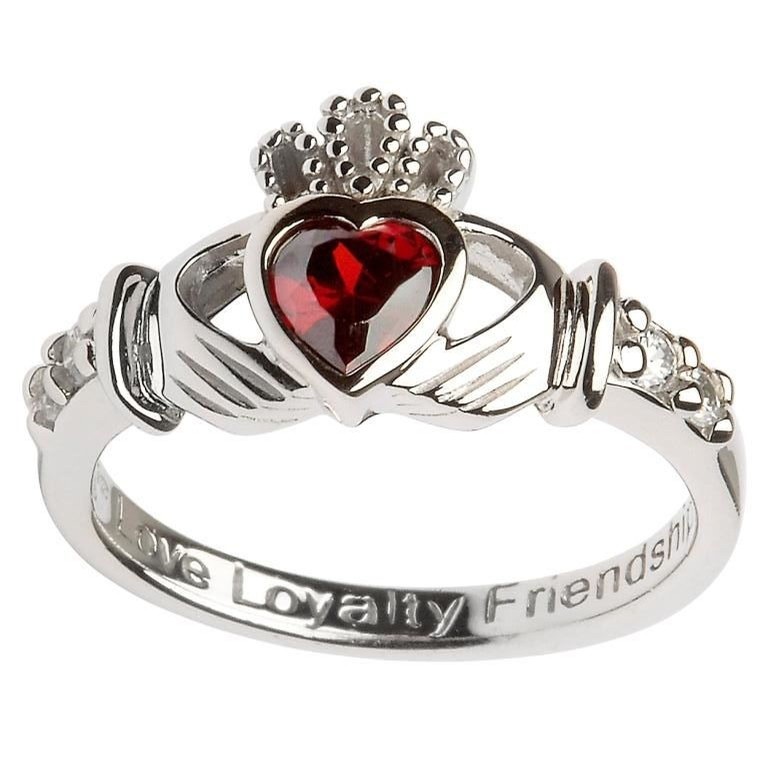 January Birthstone Claddagh Ring