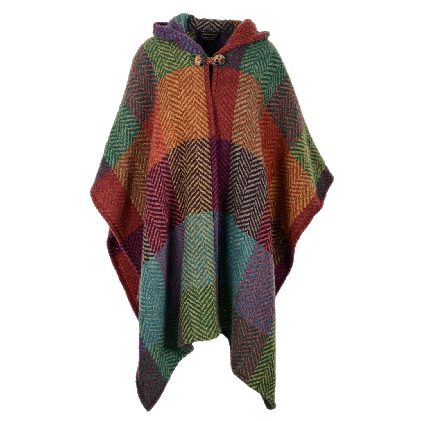 Branigan Weavers Irish Hooded Cape Sarah (Mult Lt Green) Clothing Capes