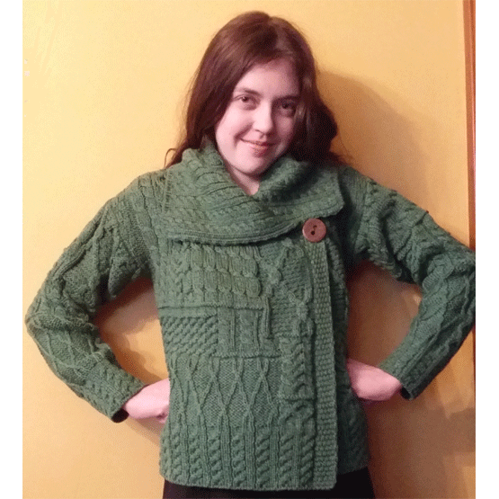 Carraig Donn Knitwear Green Womens Irish Cardigan