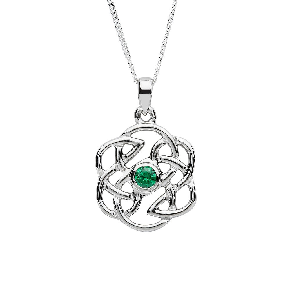 14K Emerald Trinity Knot Double Circle Pendant,… | My Irish Jeweler