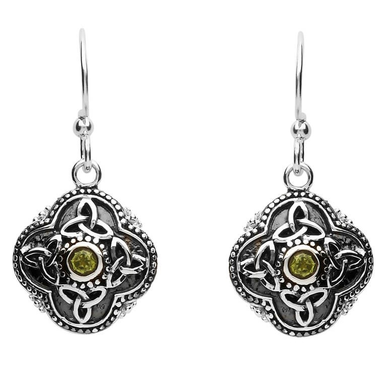Peridot Celtic Tribal Trinity Knot Earrings