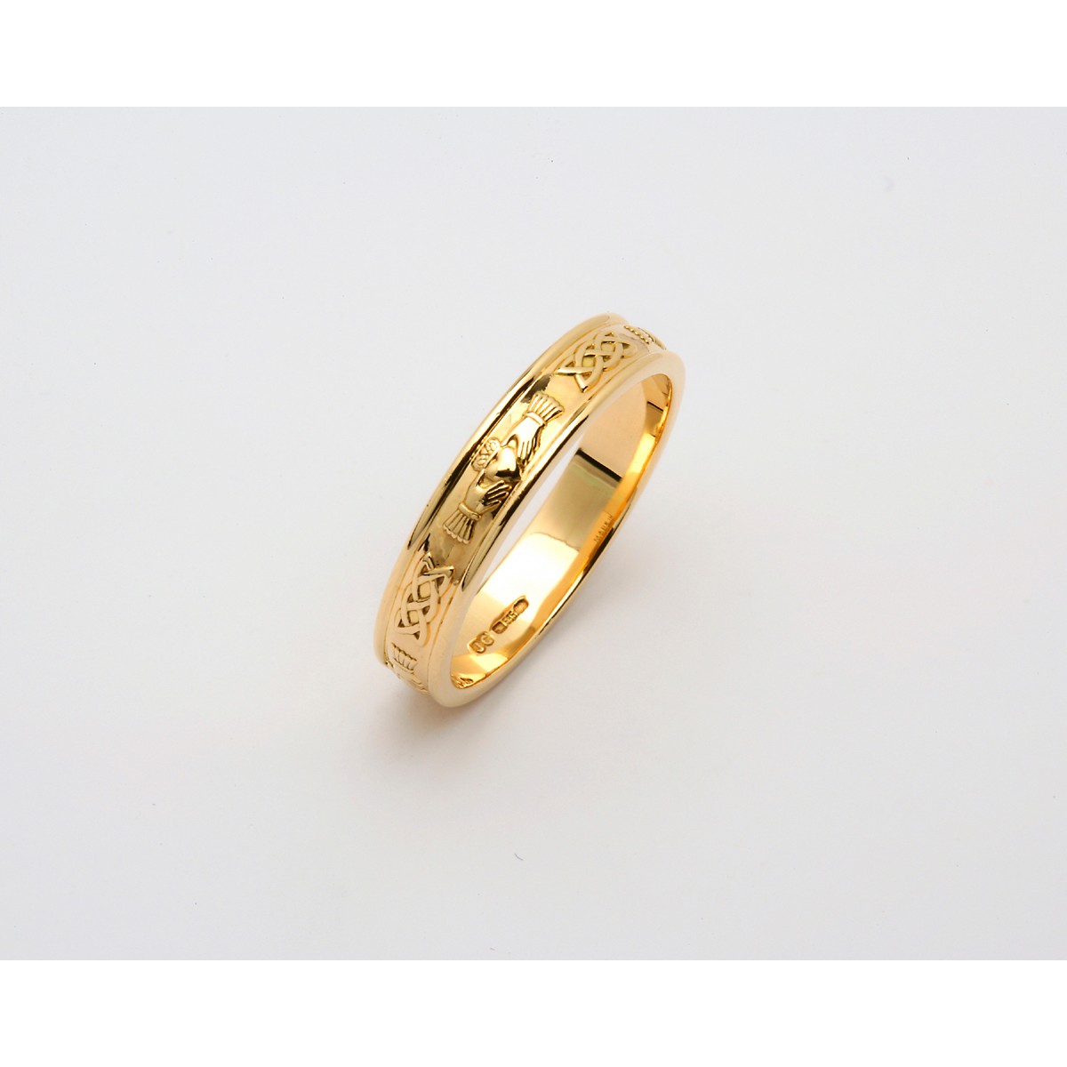 Fado Jewelry Yellow Narrow Corrib Claddagh Wedding Band