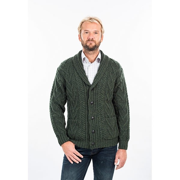 Saol Aran Cable Shawl Collar Cardigan Clothing Knitwear at Irish on Grand