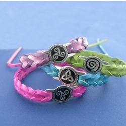 Coloured Leather Wristbands - Pewter Celtic Designs