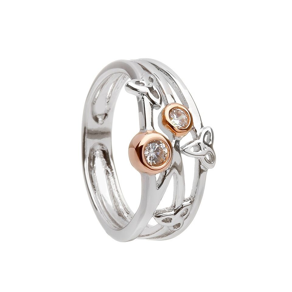 Trinity Knot Ring With CZ in Rose Gold
