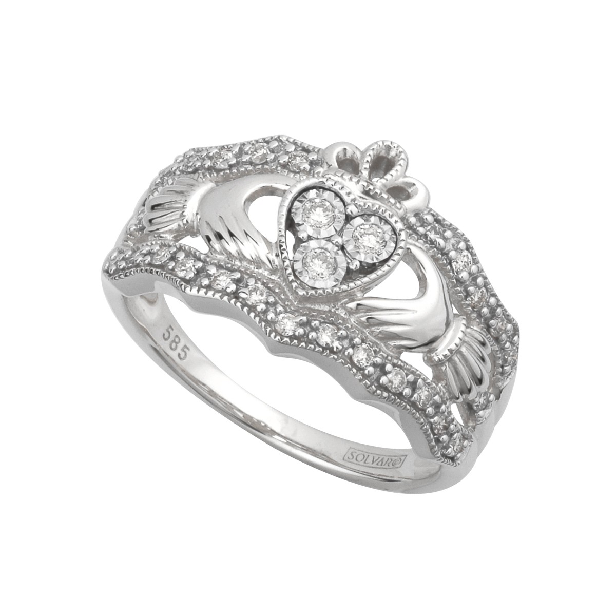 White Gold Diamond Claddagh