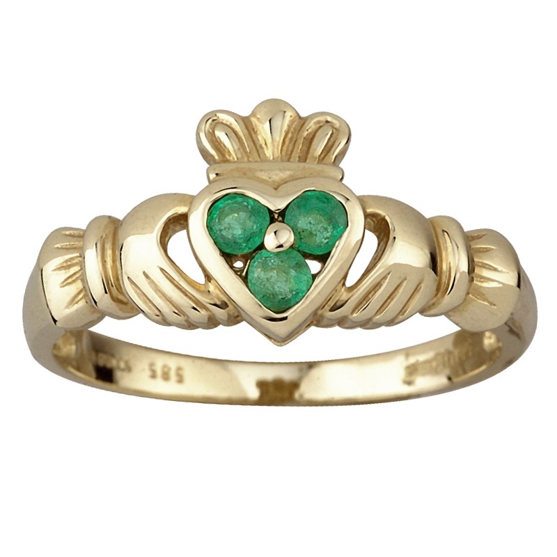 Gold Claddagh Emerald Ring