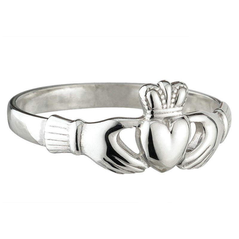 White Gold Claddagh Ring Extra Heavy