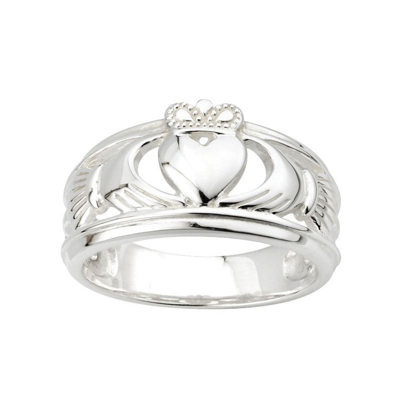 Large Banded Claddagh Ring