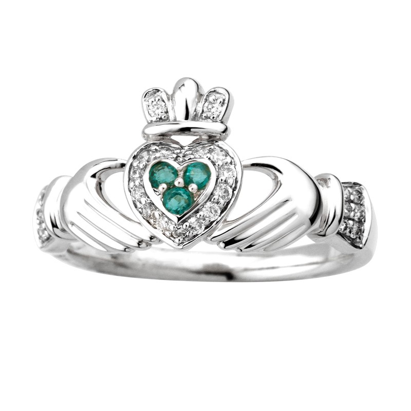 Diamond Emerald Claddagh