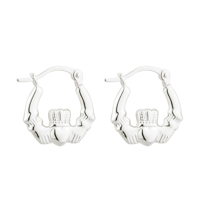 Solvar Jewelry Silver Claddagh Hoop Earrings