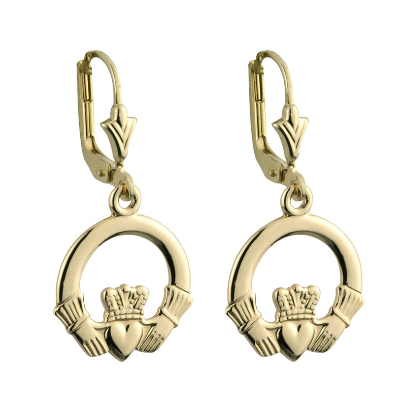 Gold Claddagh Drop Earrings