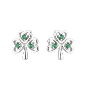 Acara Shamrock Earrings Green Stone