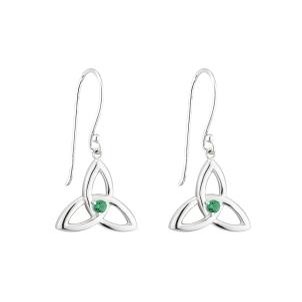 Trinity Knot Earrings Green Stone
