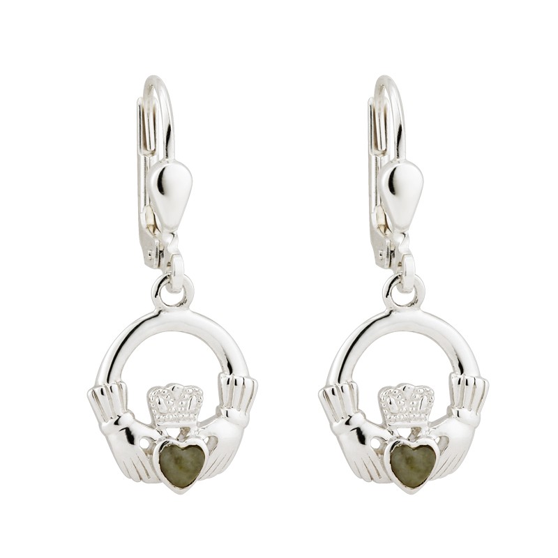 Solvar Jewelry Connemara Marble Claddagh Earrings
