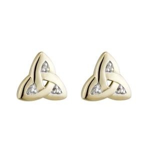 Gold Trinity Knot and Diamond Earrings