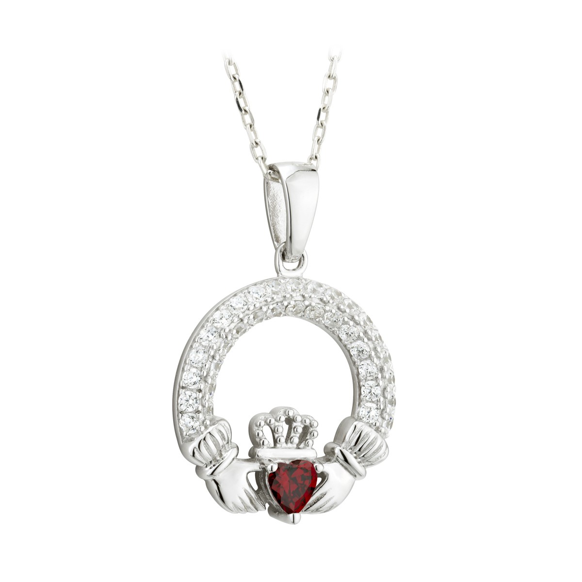 Birthstone Claddagh Pendant (January)