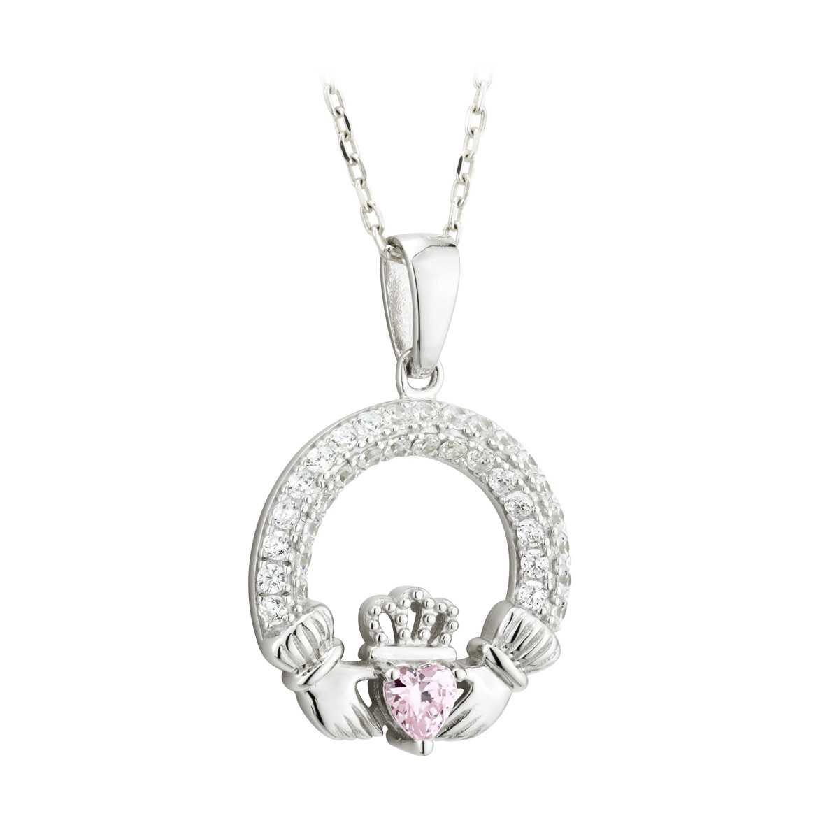 Birthstone Claddagh Pendant (October)