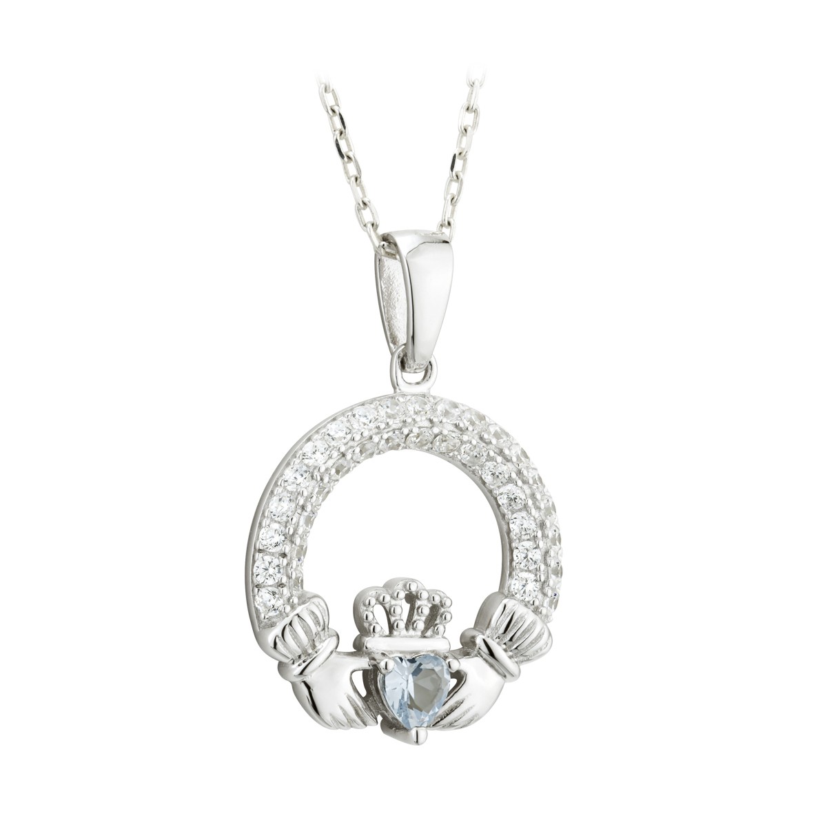 Birthstone Claddagh Pendant (December)