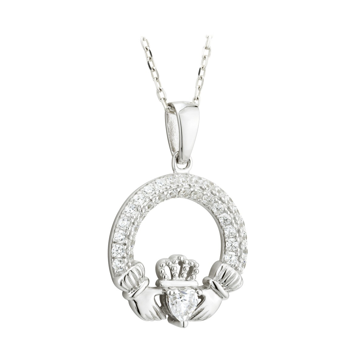 Birthstone Claddagh Pendant (April)