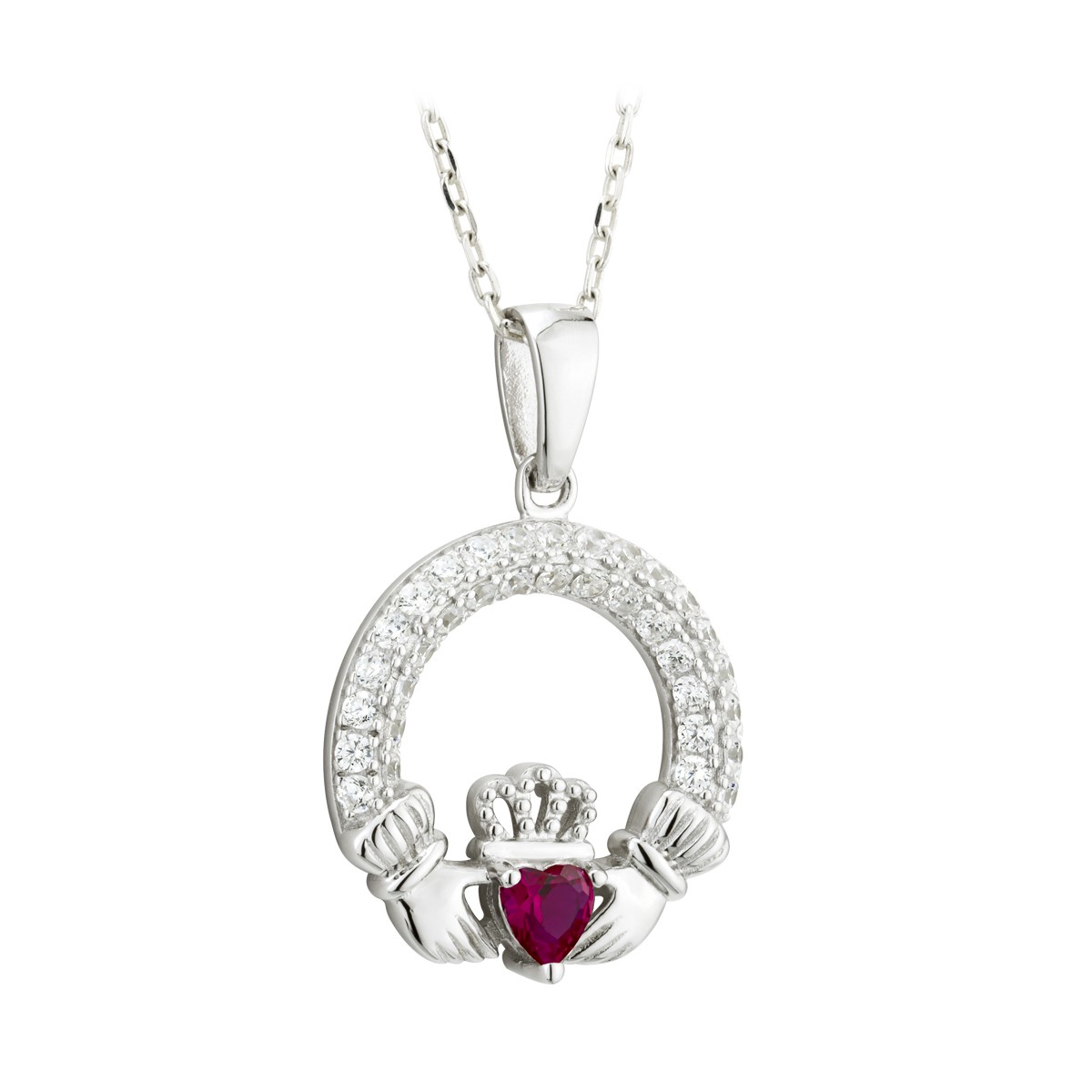 Birthstone Claddagh Pendant (July)