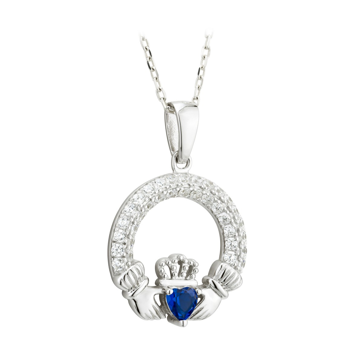 Solvar Jewelry Birthstone Claddagh Pendant (September)