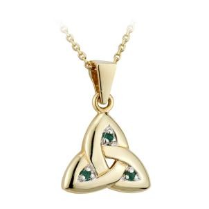 14K Gold Emerald Trinity Knot Medium