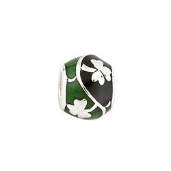 Solvar Jewelry Green and Black Enamel Shamrock Bead