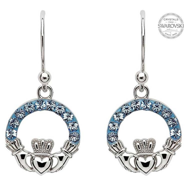 Claddagh Earrings with Light Sapphire