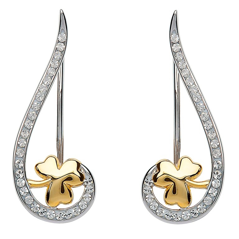 Swarovski Silver Shamrock Climber Earrings