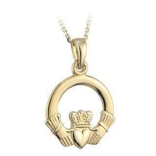 Large Claddagh Pendant 14K Gold