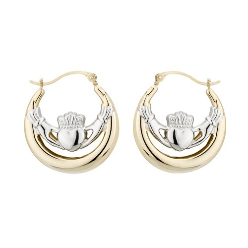 Claddagh Hoop Earrings 14K Two-tone