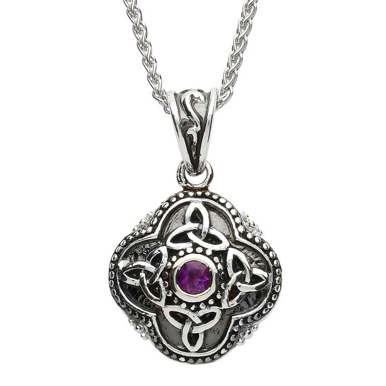 Tribal Trinity Knot Pendant with Amethyst