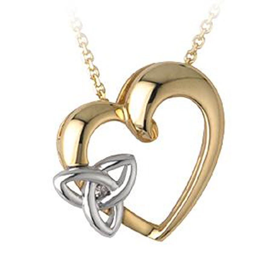 Gold Two Tone Heart Pendant with Diamond